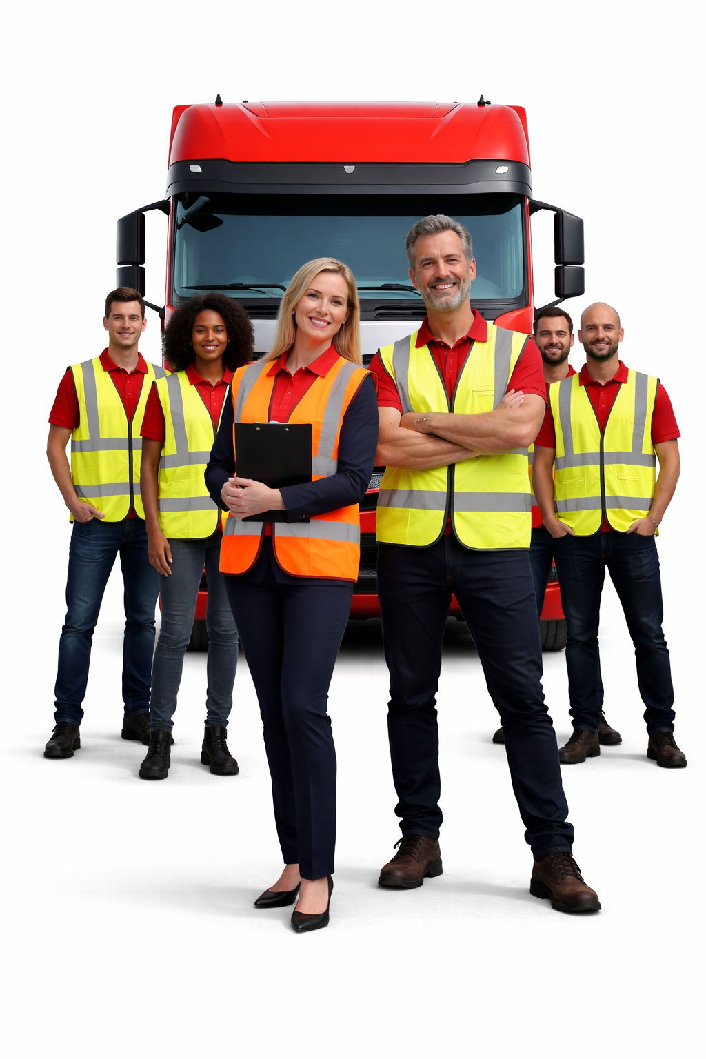 Deep red heavy duty truck