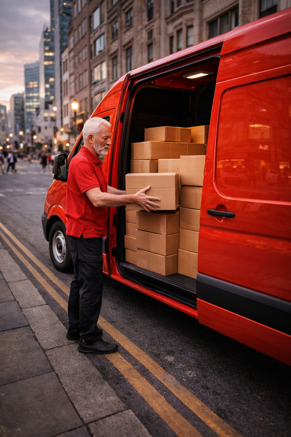 WSUK man loading his van from the side door